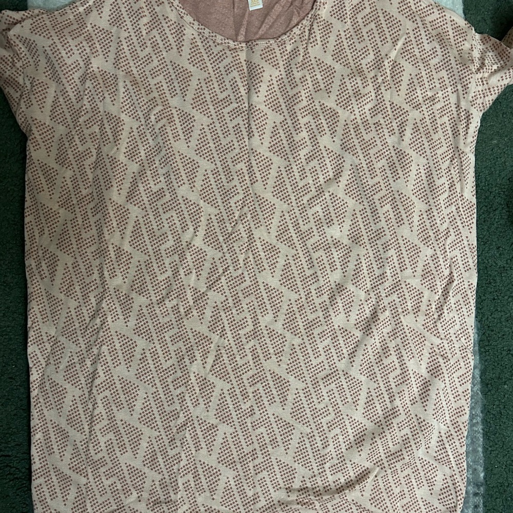 LuLaRoe Beige and Brown Geometric Top